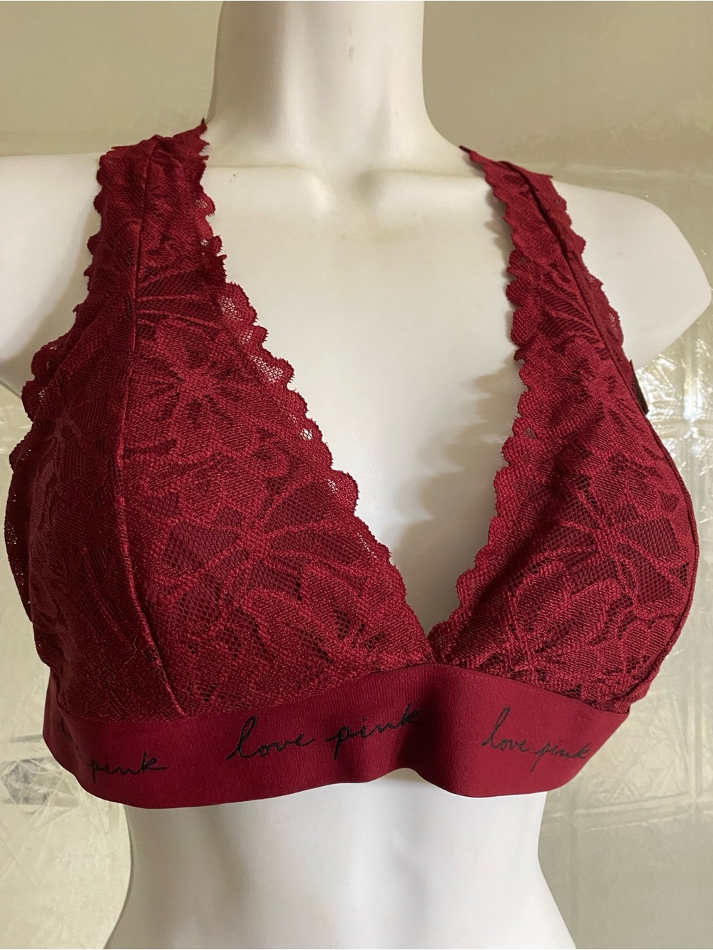 PINK Victoria's Secret Lace Bralette in Deep Burgundy